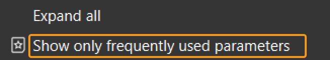show frequently used parameters only