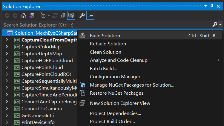 csharp build solution