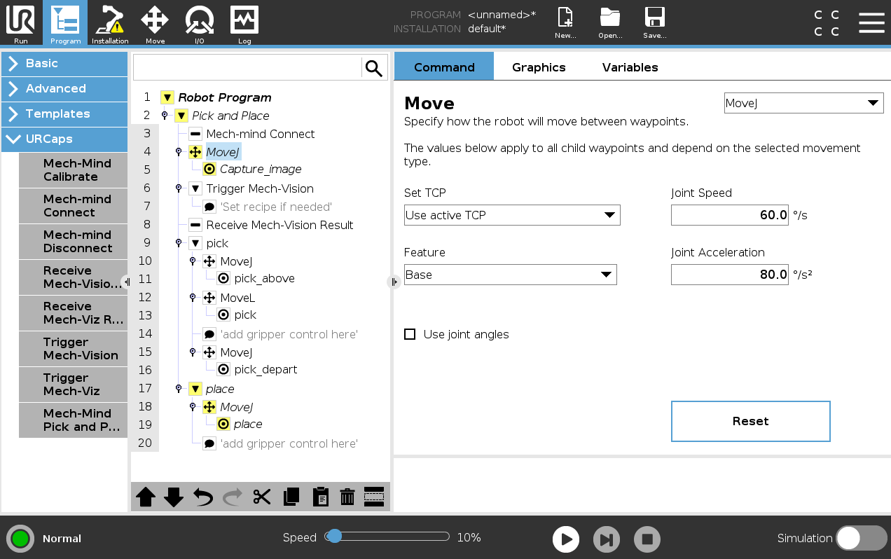 set movej capture e