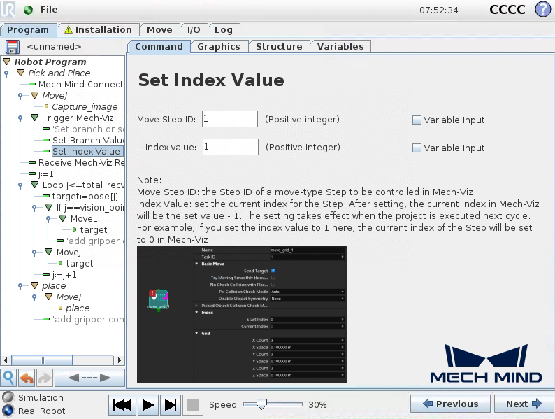 set index value cb