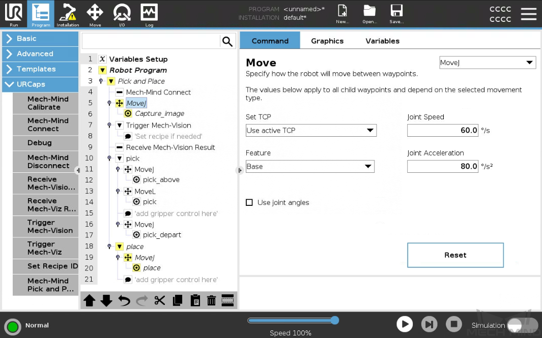 set movej capture e