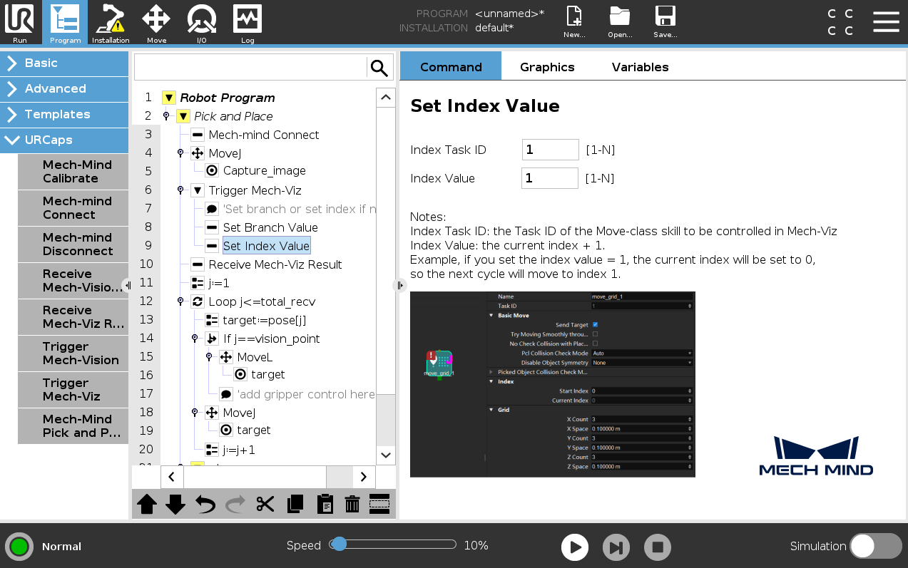 set index value e