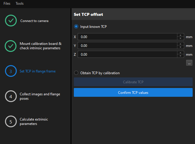 eth calib manual set tcp tcp touch