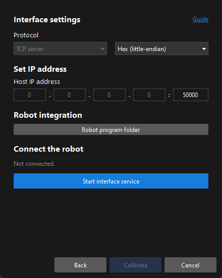 calibration auto calib preset auto start interface