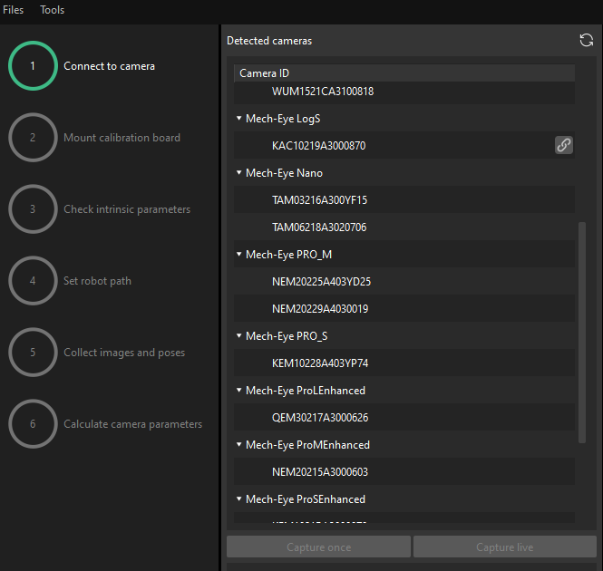 calibration auto connect camera auto