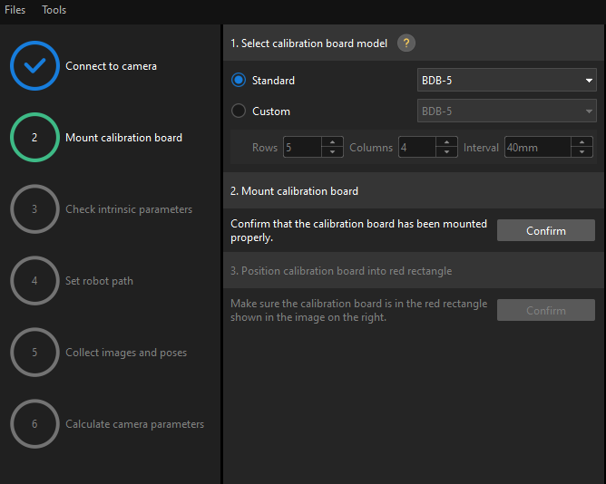 calibration auto select calib board auto