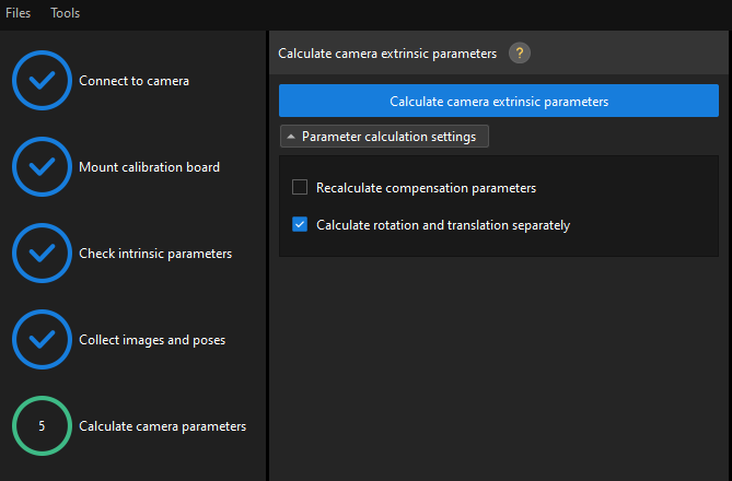 calibration manual calculate extri params manual random