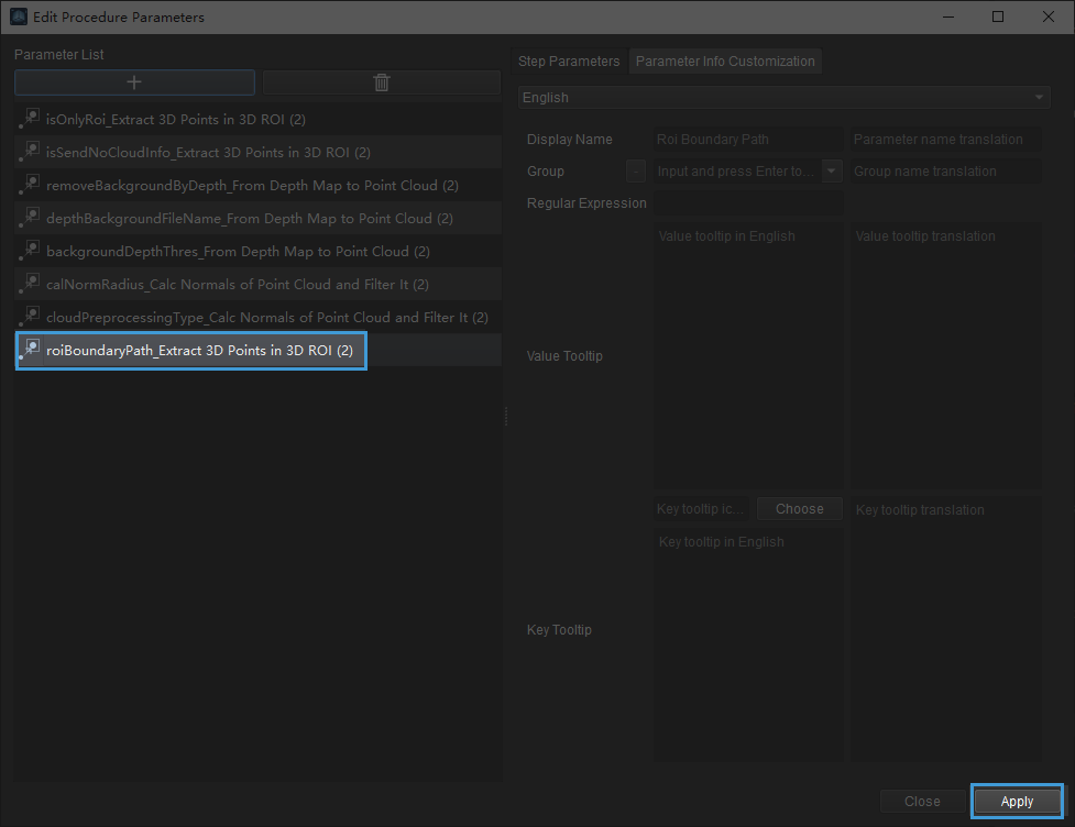 modify parameters modifyparameter7