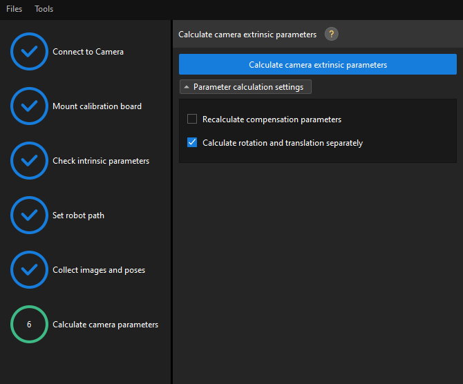 calibration auto calculate extri params auto