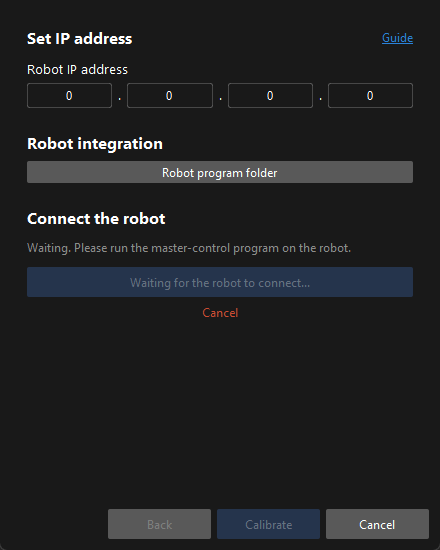 calibration auto calib preset auto connect robot