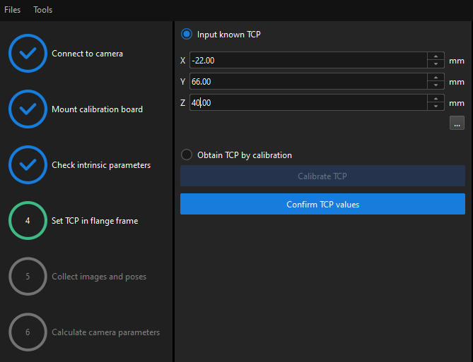 calibration manual set flange pose manual tcptouch