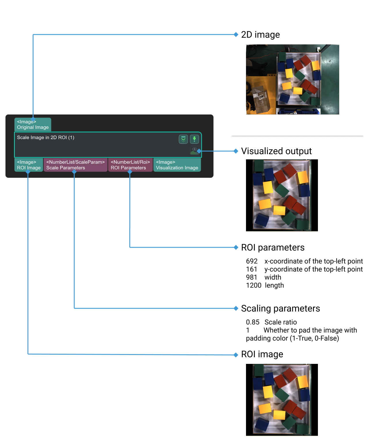 scale image in 2d roi input and output