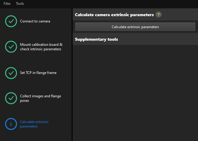 eih calib manual calculate extri tcp touch