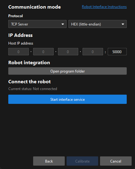 eth calib auto preset start standard interface