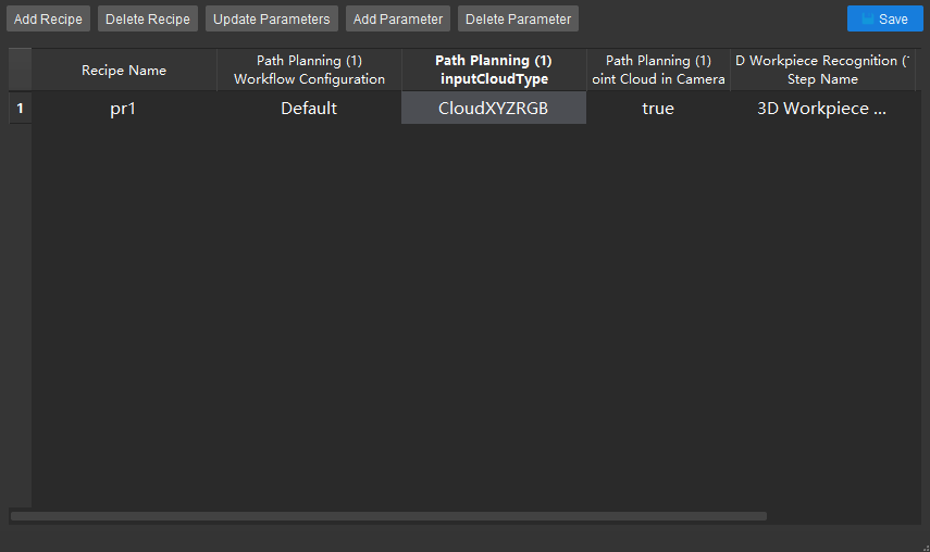 parameter recipe configuration modify parameter settings