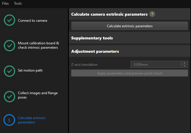 eth calib auto calculate extri 4 axis