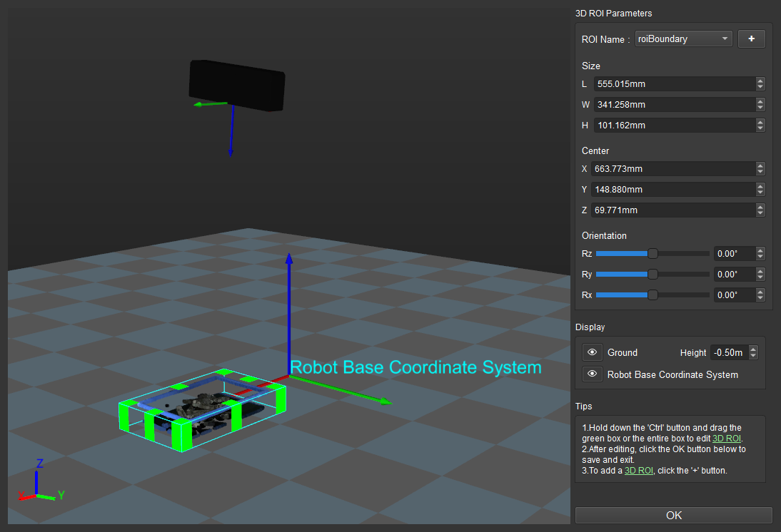 extract 3d points in 3d roi pointcloud interface