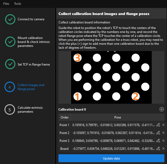 truss calib update data tcp touch