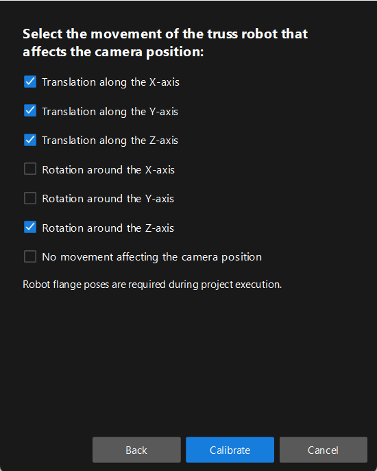 calib preset manual select affected axes gantry