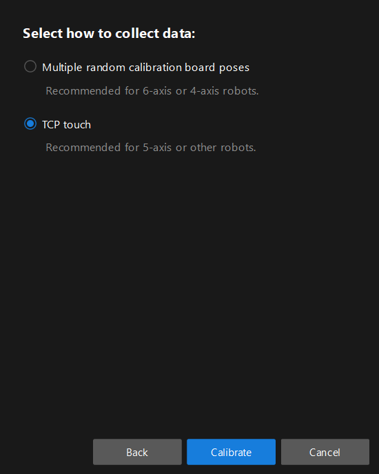 calib preset manual select tcptouch