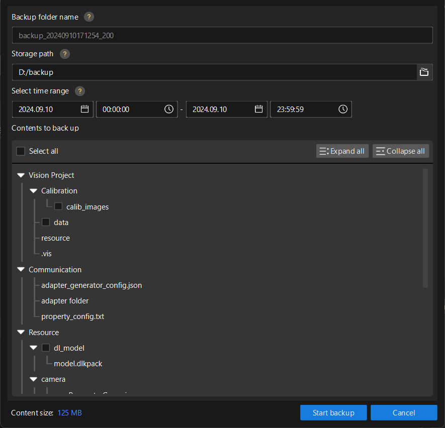 backup management set backup