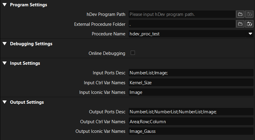 evaluate results by hdevengine example procedure name paramter