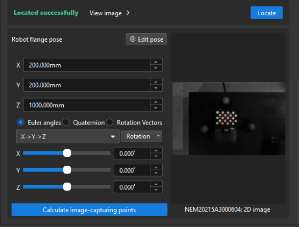 locate calibration board for capture point