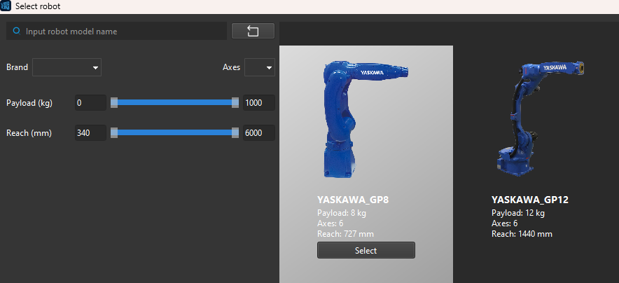 select robot model