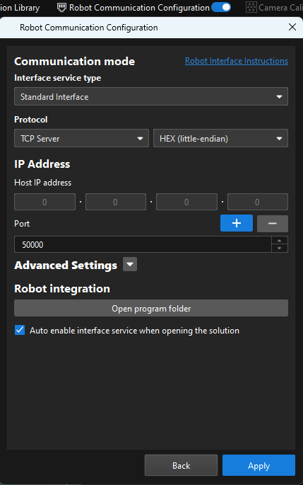 robot interface config