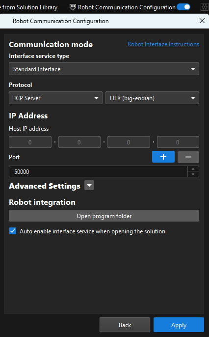 robot interface config