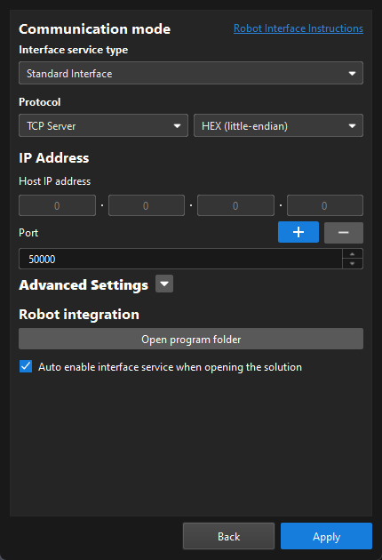 robot interface config